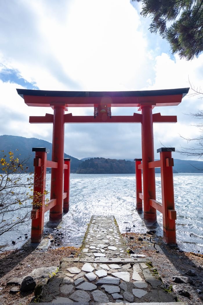 Hakone Shrine torii gate on Lake Ashi